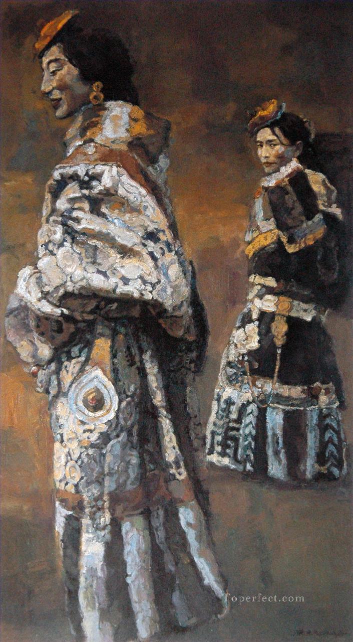 Tibetan Noblewomen Chen Yifei Tibet Oil Paintings
